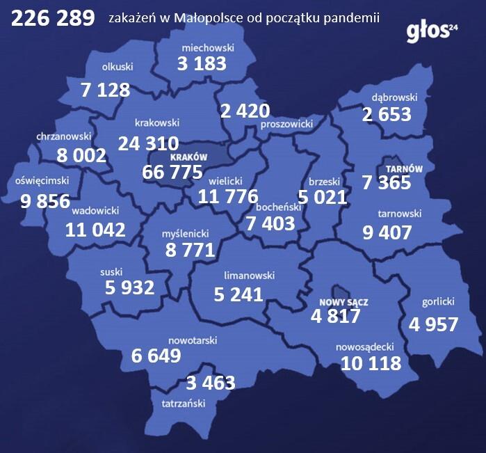 Koronawirus Małopolska - mapa zakażeń/Głos24