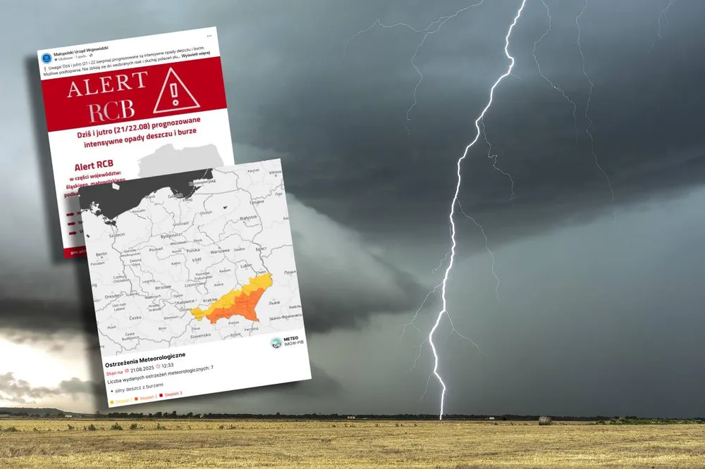 Uwaga, ostrzeżenia pogodowe dla Małopolski! Silne opady i burze z czwartku na piątek