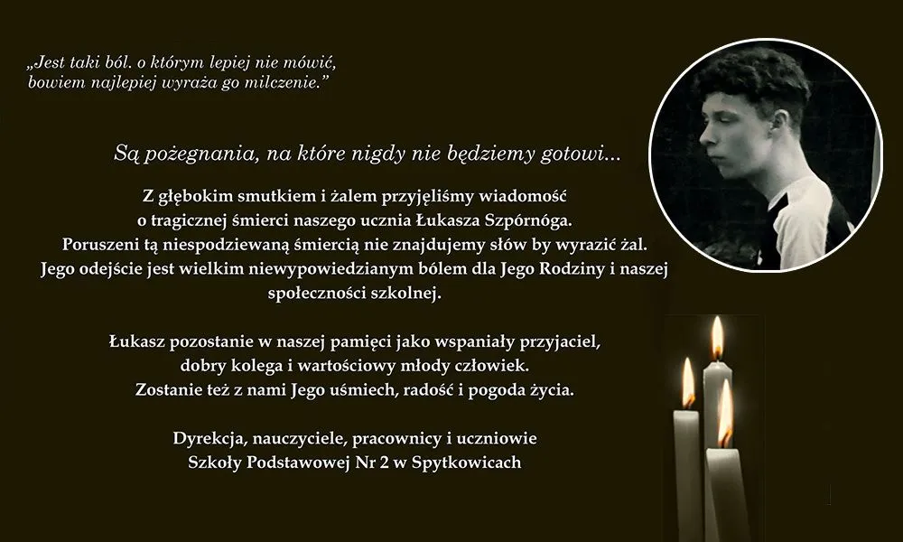 Szkoła w Spytkowicach pogrążona w żałobie. Dziś ostatnie pożegnanie 13-letniego Łukasza