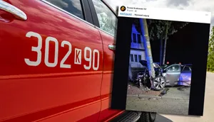 Groźny wypadek pod Skawiną. Auto rozbiło się o betonowy słup