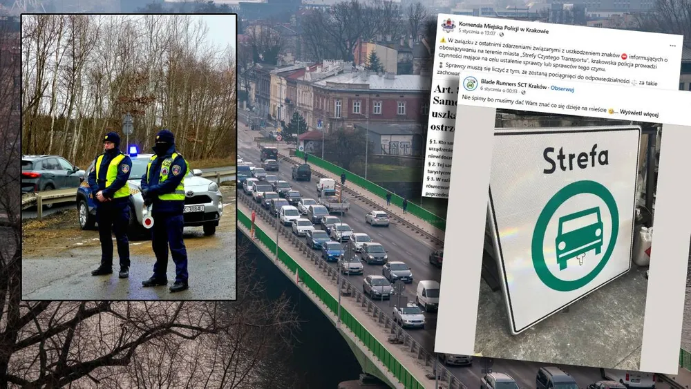 Pierwszy tydzień SCT w Krakowie: kradzieże znaków, kontrole i zapowiadane protesty