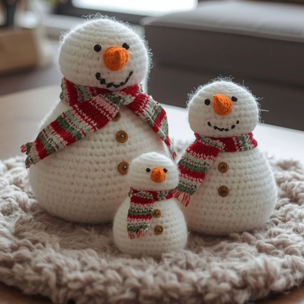 bałwanki zrobione na szydełku