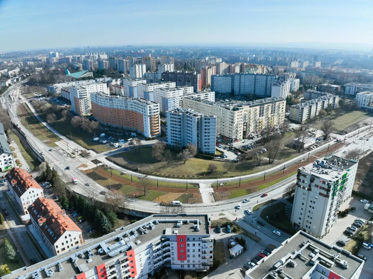 Fragment nowej trasy tramwajowej KST do Mistrzjowice