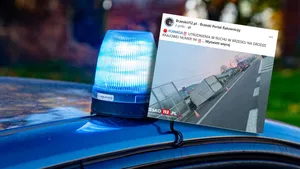 Dostawczak przewrócił się na DK 94. Duże utrudnienia pod Brzeskiem