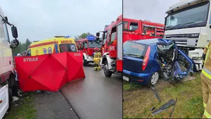 Fiat wbił się w ciężarówkę. Tragedia pod Tarnowem