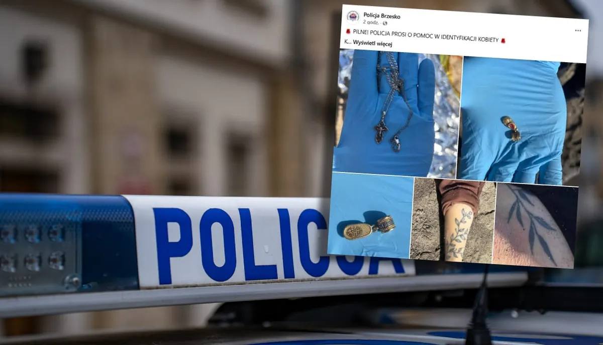 Post brzeskiej policji na tle radiowozu