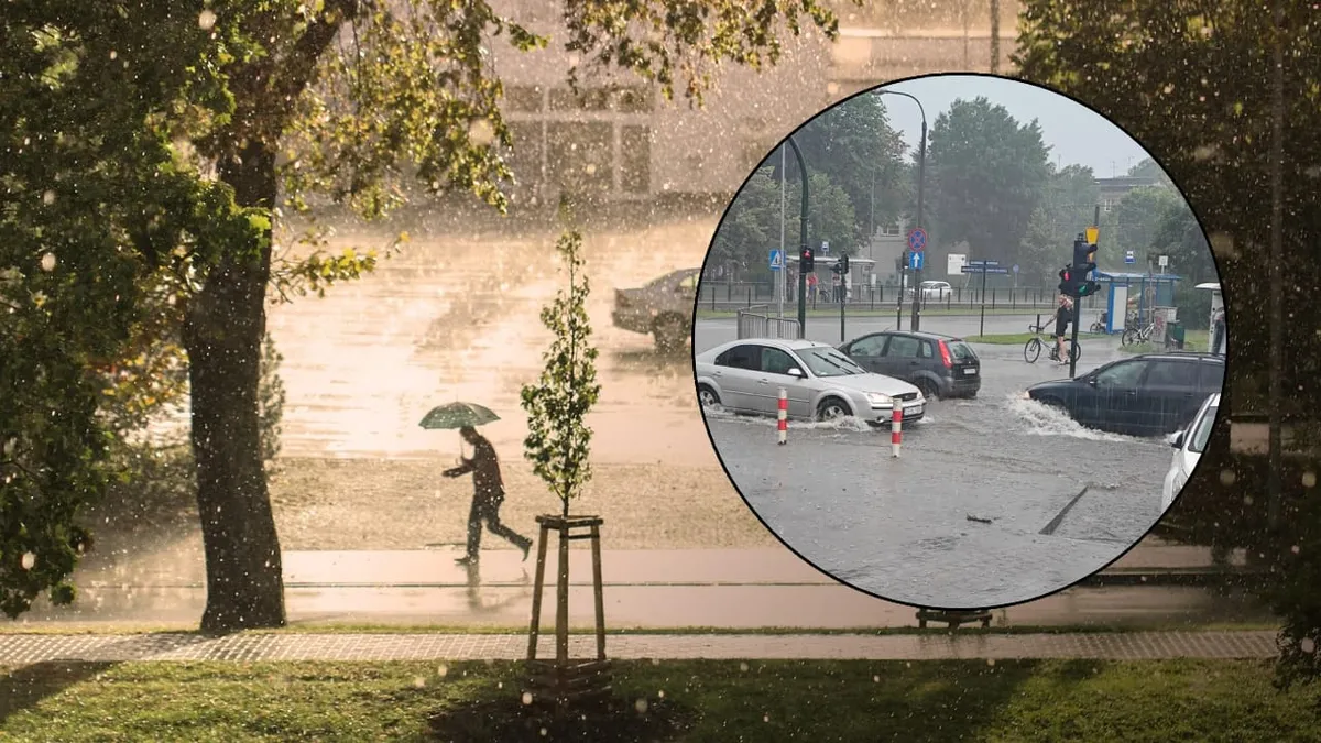 Groźna burza w Krakowie. Zalane ulice i torowiska, tramwaje jadą objazdami