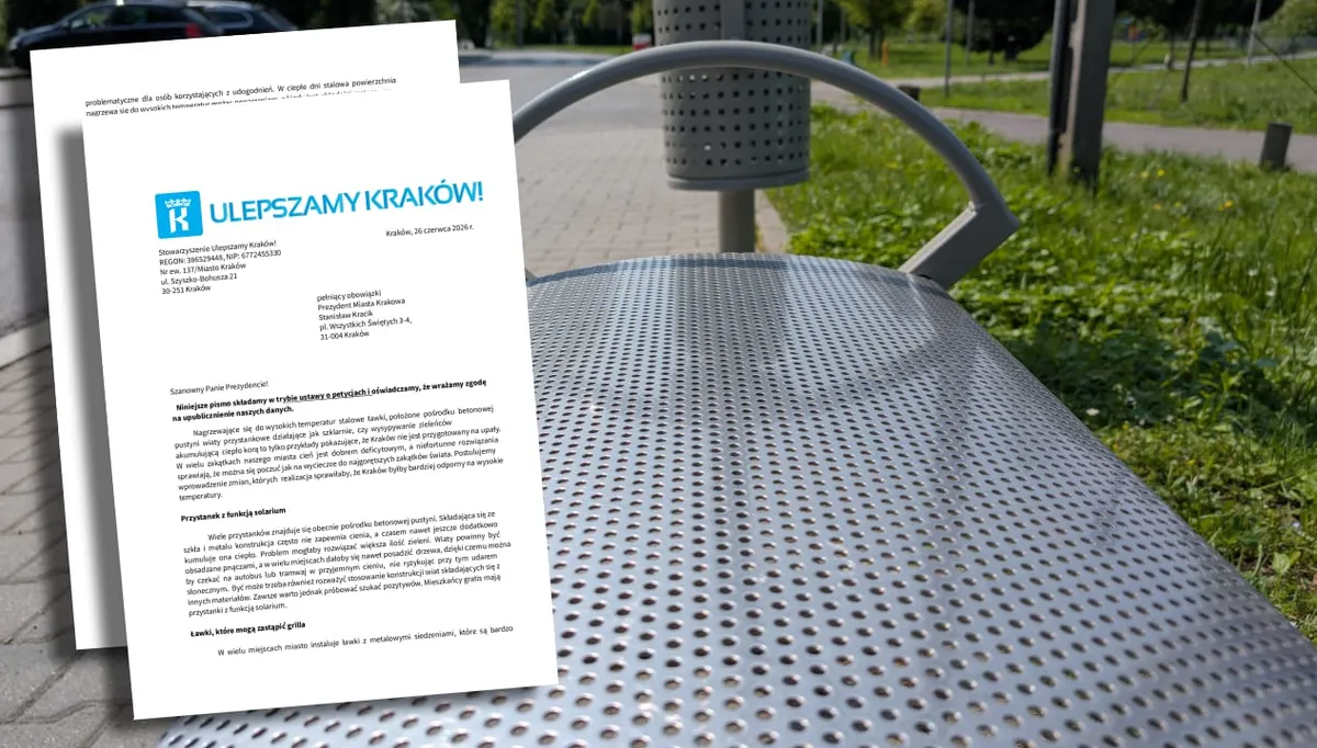Ławka w Krakowie/ petycja Ulepszamy Kraków