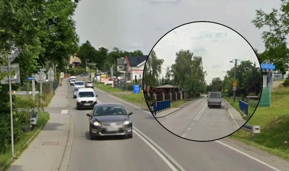 Ulica Tyniecka w rejonie kluczowego przepustu