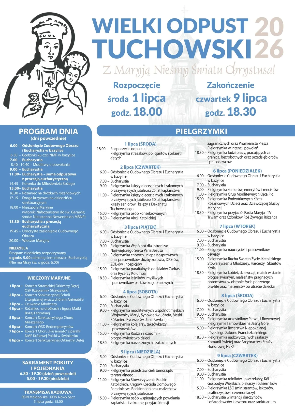 Program Wielkiego Odpustu Tuchowskiego 2026