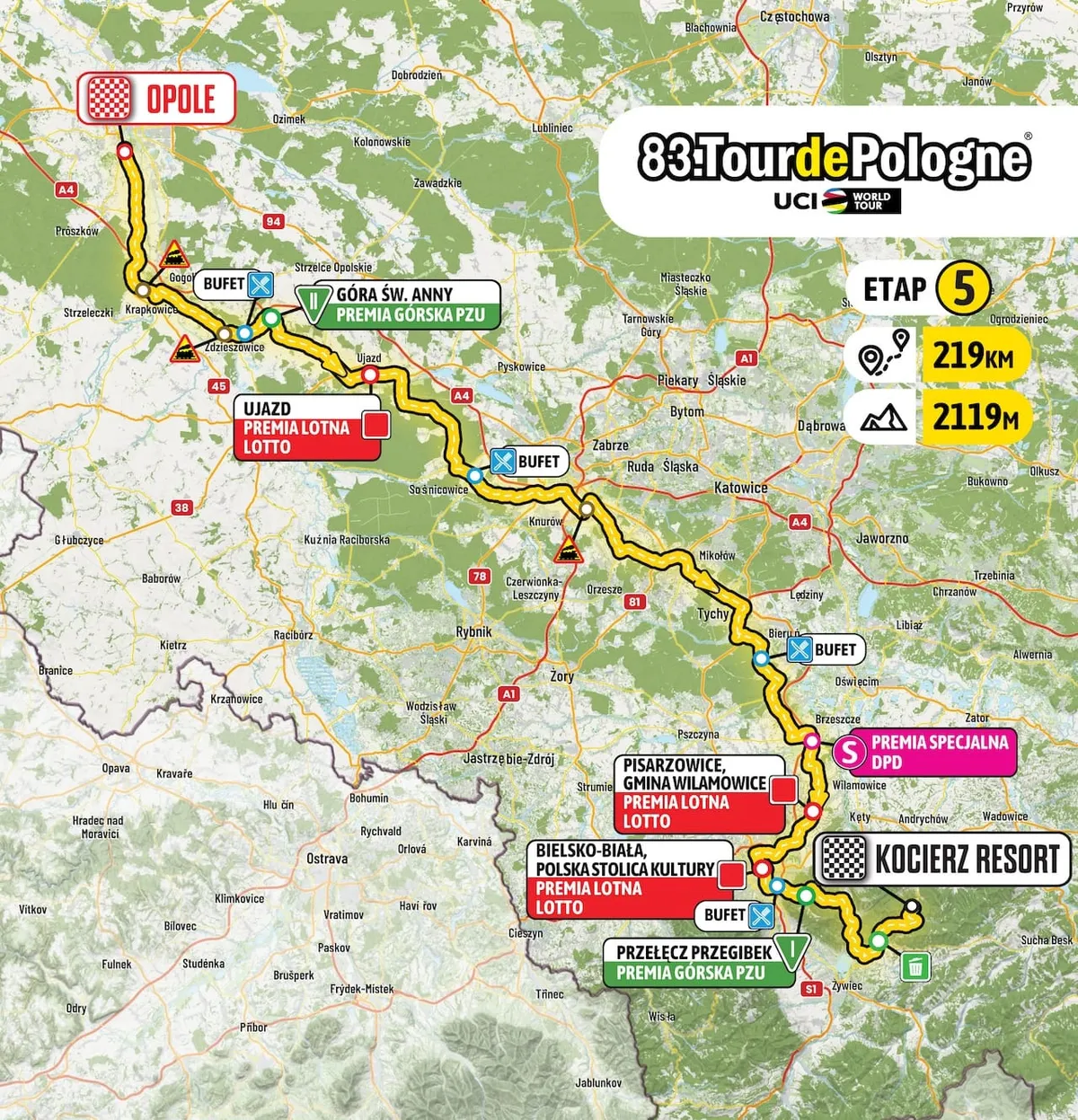 Mapa trasy 83. Tour de Pologne: Etap 5