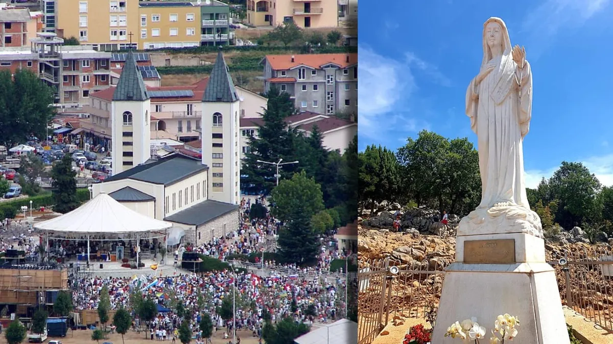 Ołtarz i figura Maryi w Medziugoriu