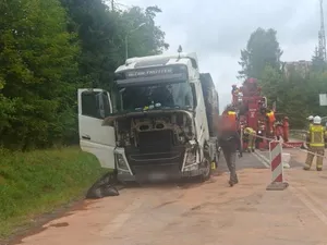 Utrudnienia przy granicy ze Słowacją. Ciężarówka przewróciła się na DK7