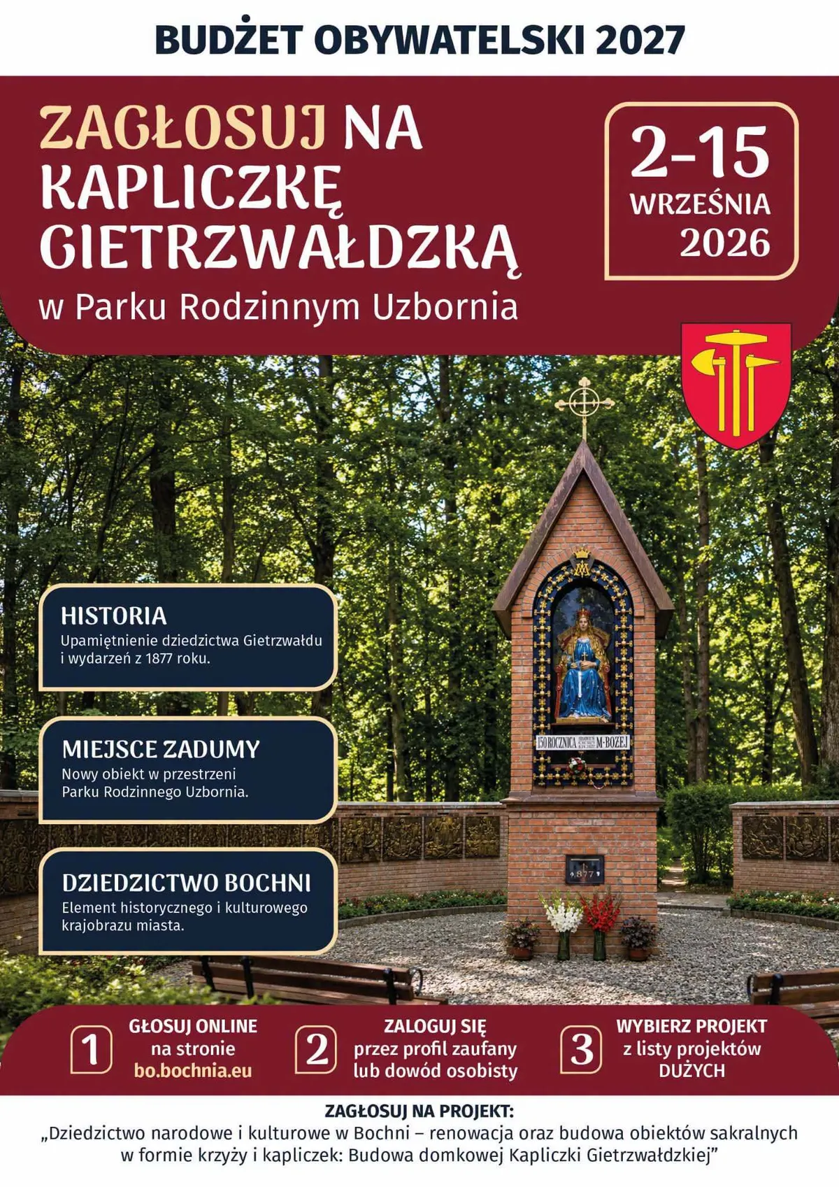 Promocja budowy kapliczki na stronie jednej z parafii