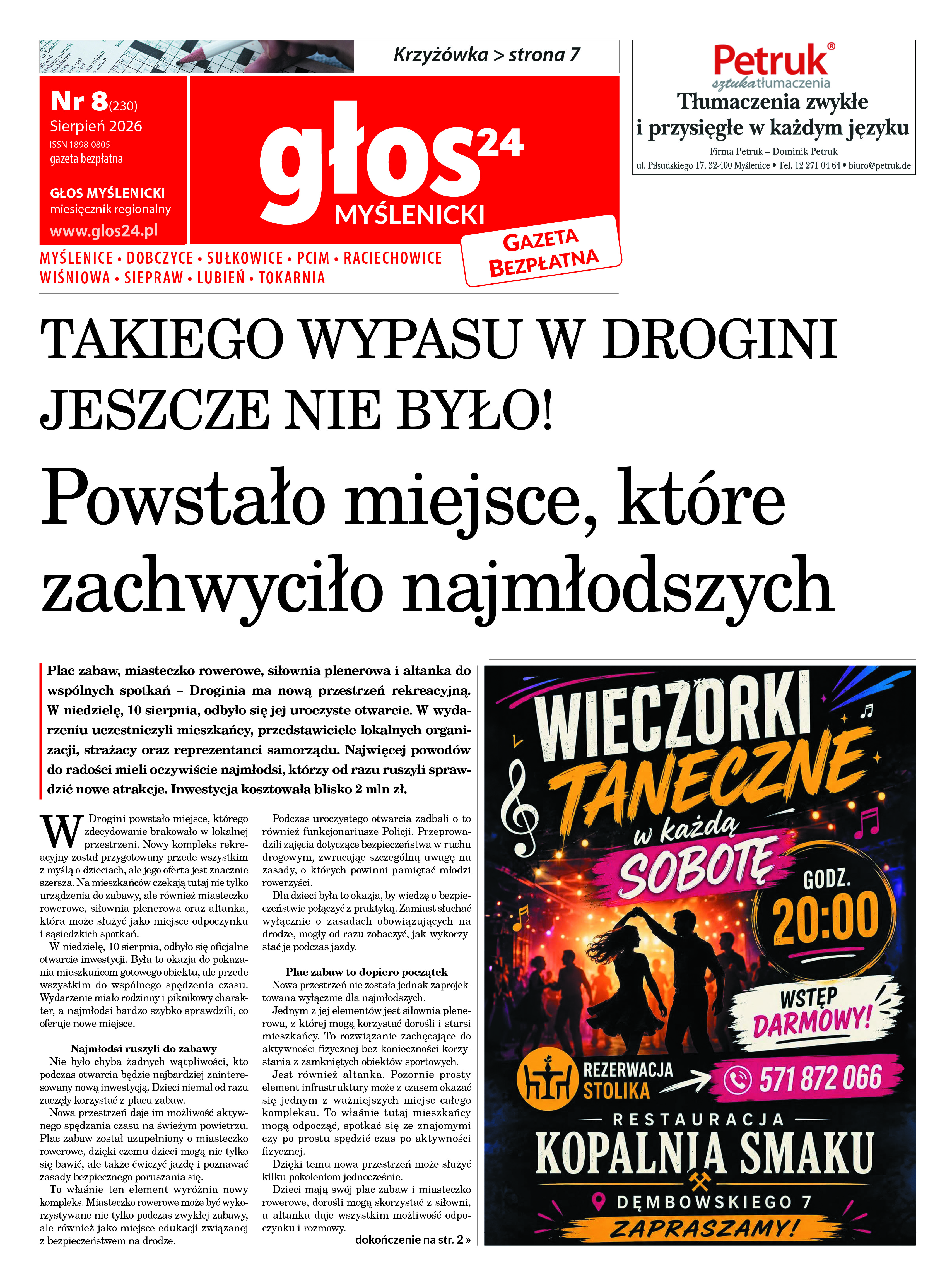 Okładka: Głos Myślenicki – Sierpień 2026